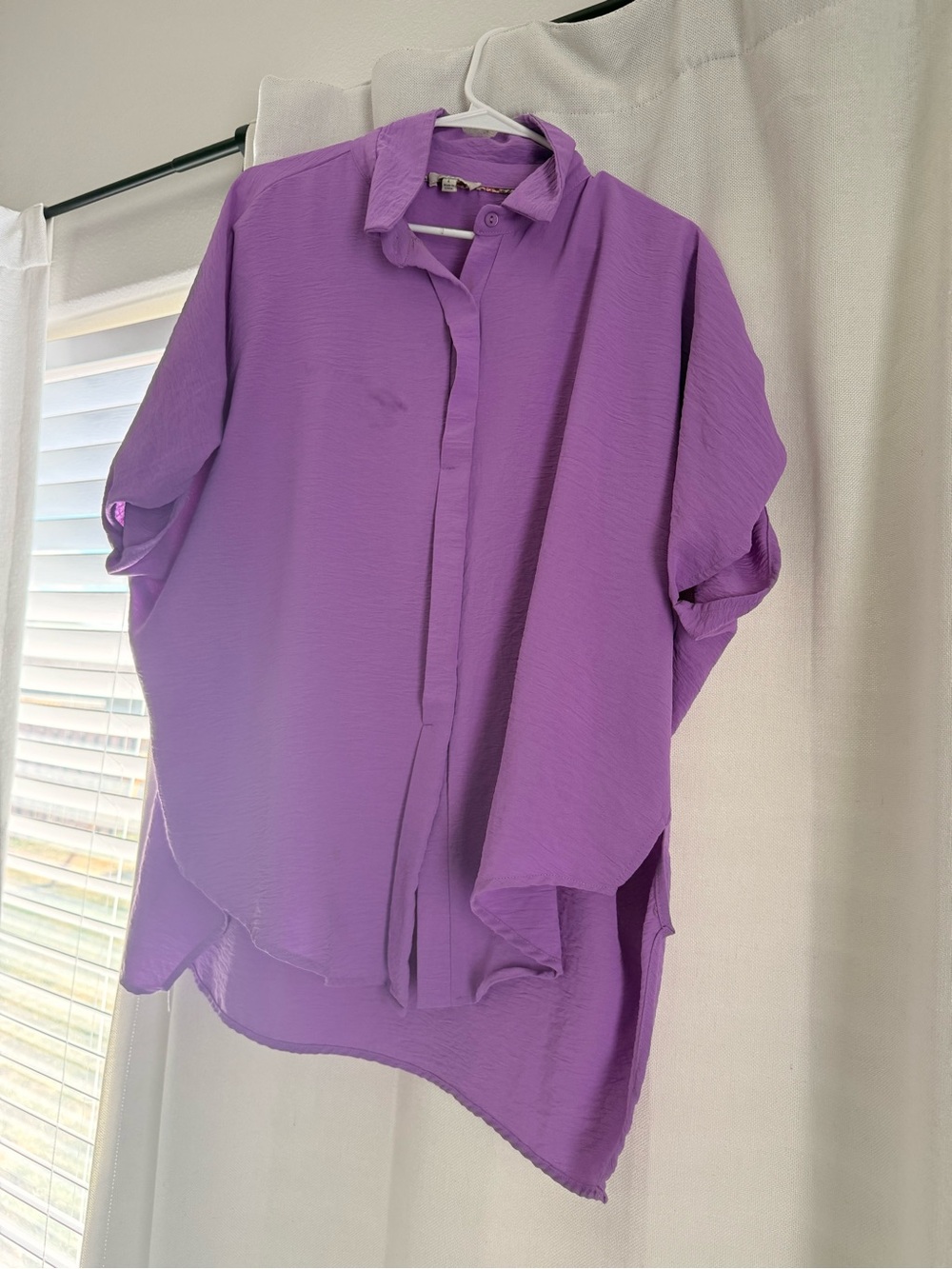 Umgee Lilac Button-Down Short Sleeve Blouse